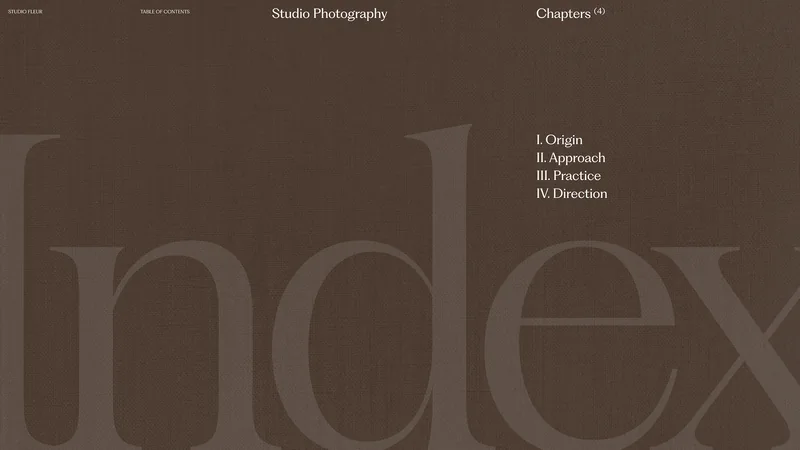 Photography studio index in warm brown