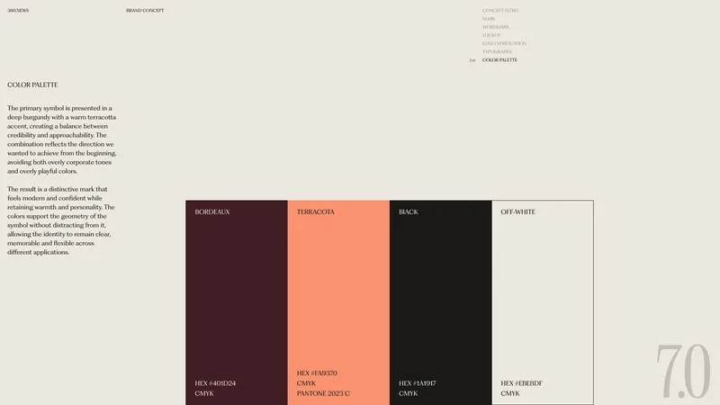 360.News brand color palette